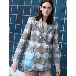 NWT Maje Checked Double-Breasted Blazer Large